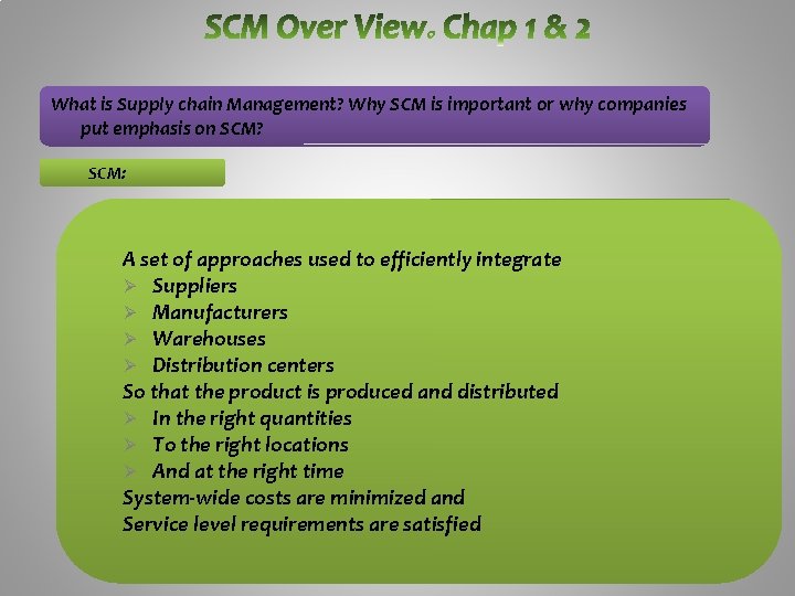 What is Supply chain Management? Why SCM is important or why companies put emphasis