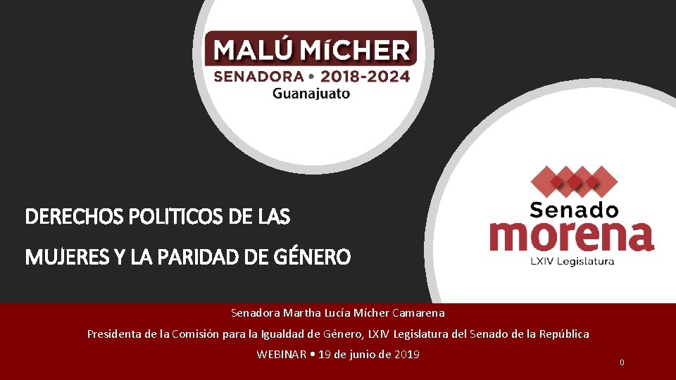 DERECHOS POLITICOS DE LAS MUJERES Y LA PARIDAD DE GÉNERO Senadora Martha Lucía Mícher