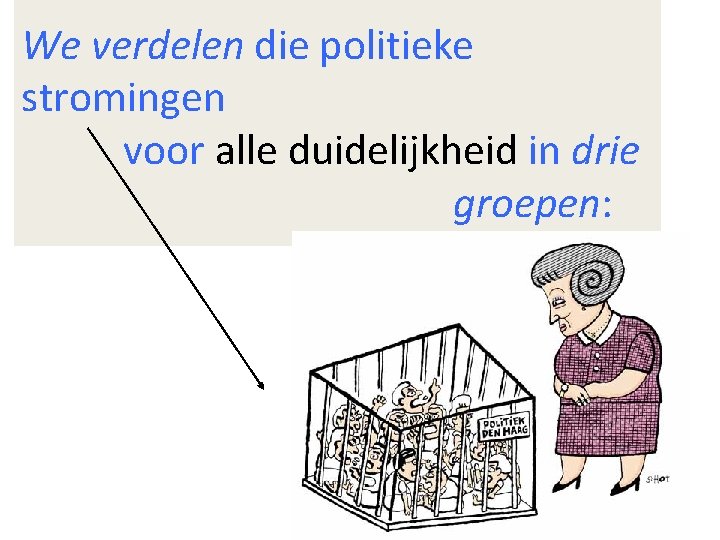 We verdelen die politieke stromingen voor alle duidelijkheid in drie groepen: 