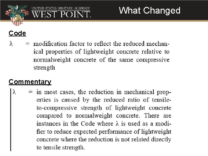 What Changed Code Commentary 