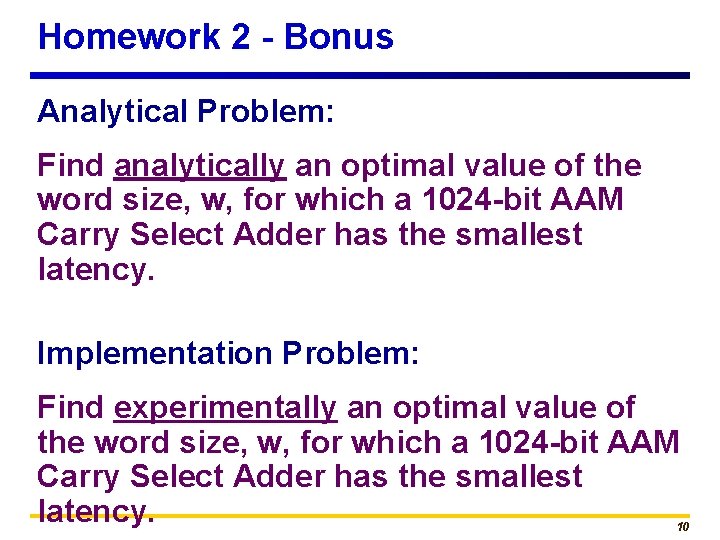 Homework 2 - Bonus Analytical Problem: Find analytically an optimal value of the word