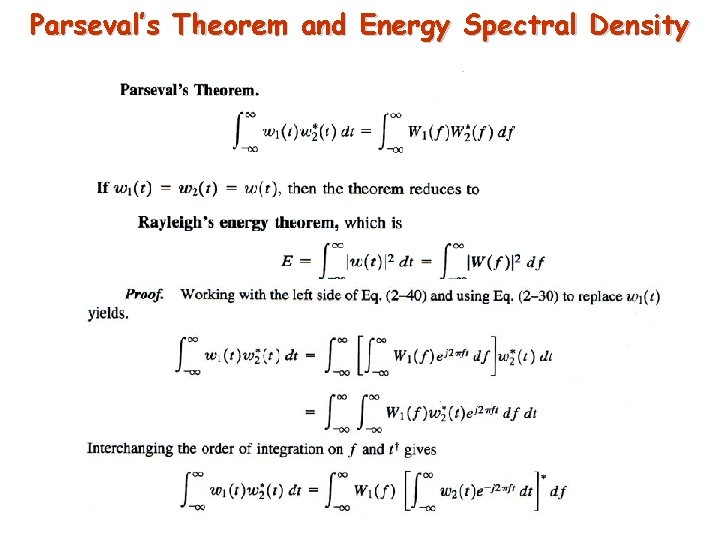 Parseval’s Theorem and Energy Spectral Density 