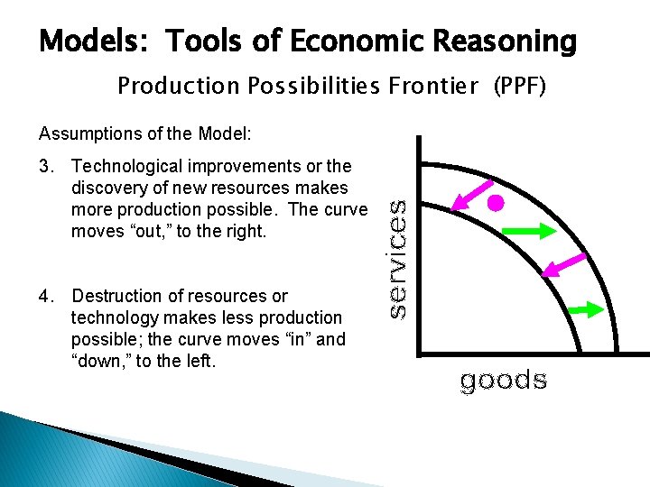 Models: Tools of Economic Reasoning Production Possibilities Frontier (PPF) Assumptions of the Model: 3.