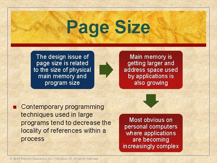 Page Size The design issue of page size is related to the size of