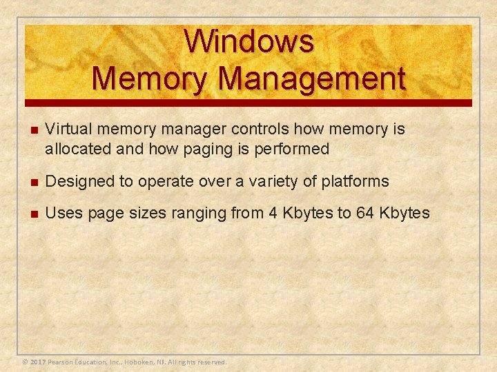 Windows Memory Management n Virtual memory manager controls how memory is allocated and how