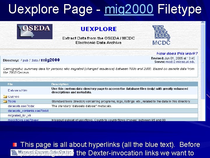 Uexplore Page - mig 2000 Filetype This page is all about hyperlinks (all the