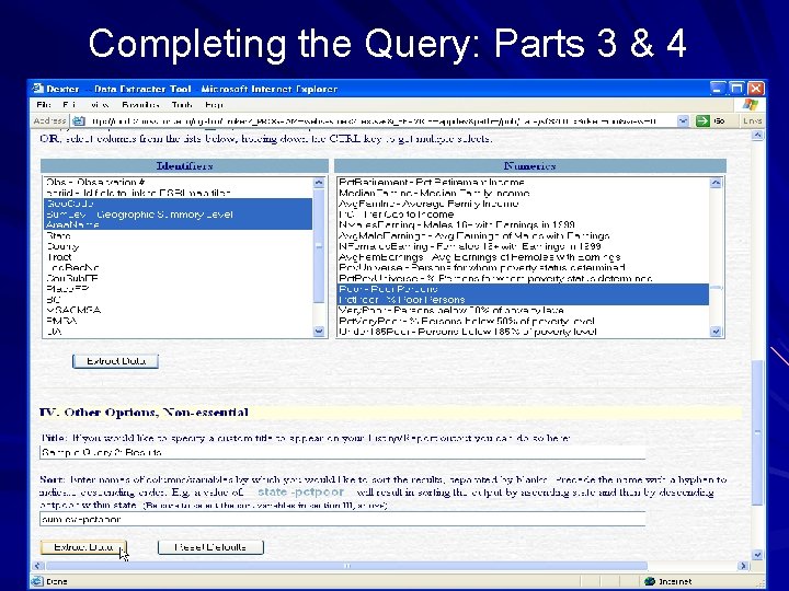 Completing the Query: Parts 3 & 4 