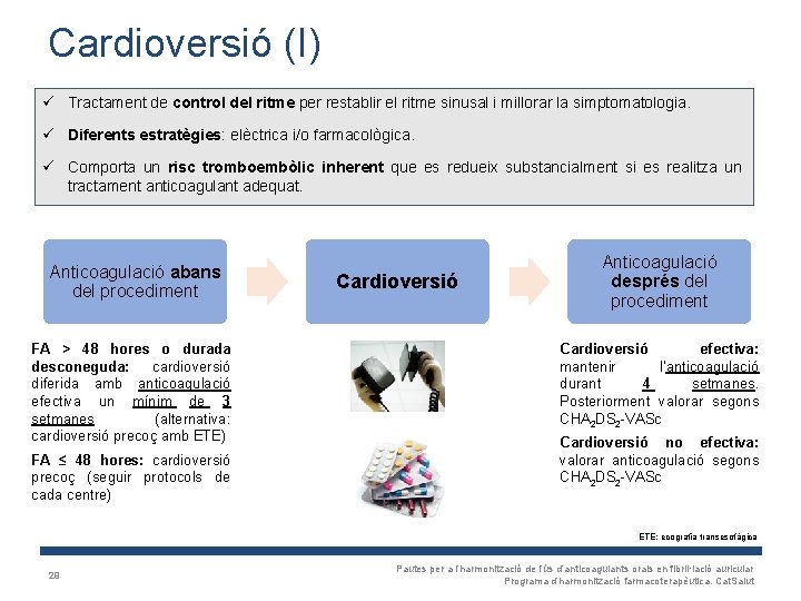 Cardioversió (I) ü Tractament de control del ritme per restablir el ritme sinusal i
