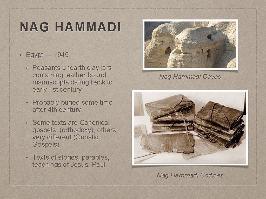 NAG HAMMADI • Egypt — 1945 • Peasants unearth clay jars containing leather bound