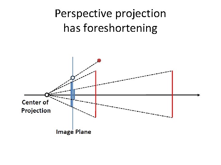 Perspective projection has foreshortening 