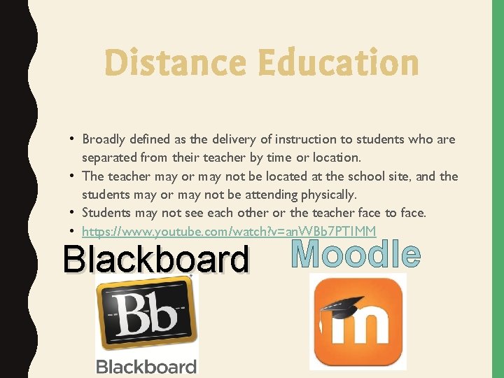 Distance Education • Broadly defined as the delivery of instruction to students who are Distance Education • Broadly defined as the delivery of instruction to students who are
