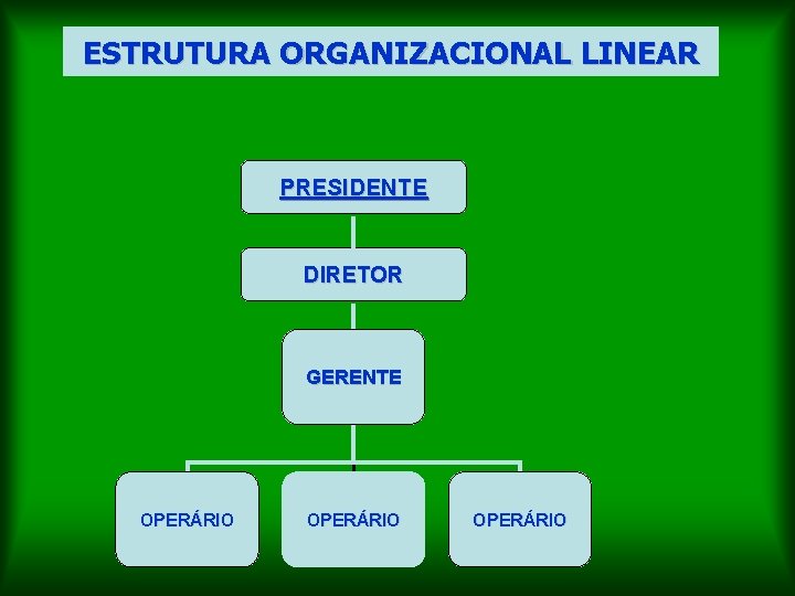 ESTRUTURA ORGANIZACIONAL LINEAR PRESIDENTE DIRETOR GERENTE OPERÁRIO 