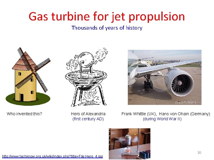 Gas turbine for jet propulsion Thousands of years of history Who invented this? Hero