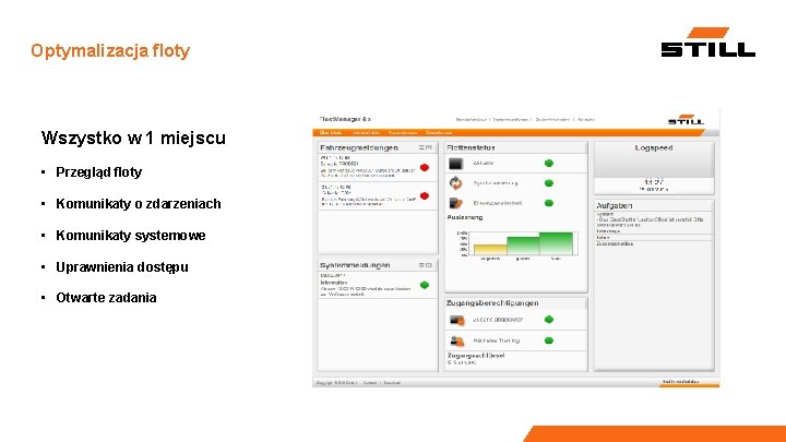Optymalizacja floty Wszystko w 1 miejscu • Przegląd floty • Komunikaty o zdarzeniach •
