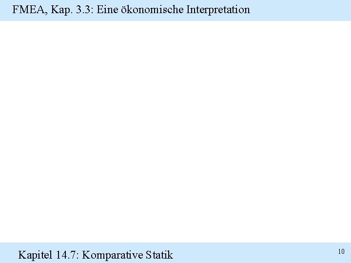 FMEA, Kap. 3. 3: Eine ökonomische Interpretation Kapitel 14. 7: Komparative Statik 10 