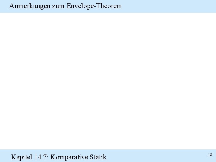 Anmerkungen zum Envelope-Theorem Kapitel 14. 7: Komparative Statik 18 