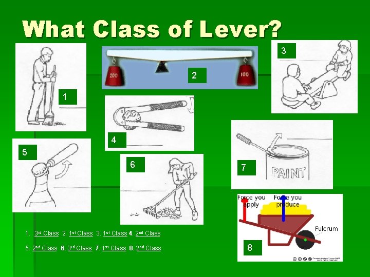 What Class of Lever? 3 2 1 4 5 6 7 st Class 4.