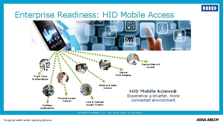 Enterprise Readiness: HID Mobile Access Secure Network Access Secure Print Release Track Time &