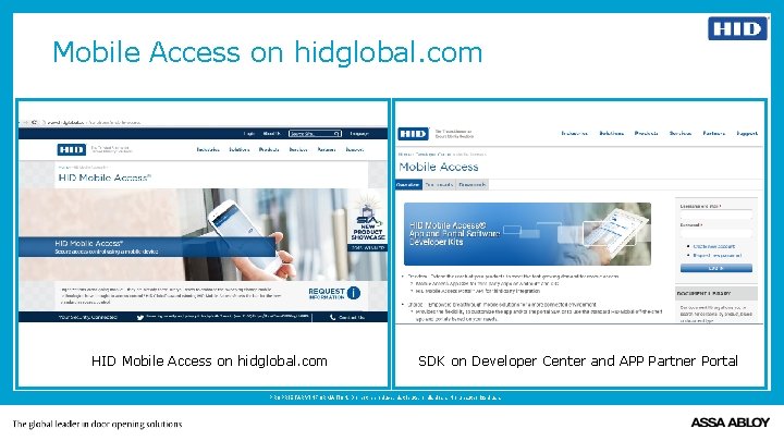 Mobile Access on hidglobal. com HID Mobile Access on hidglobal. com SDK on Developer