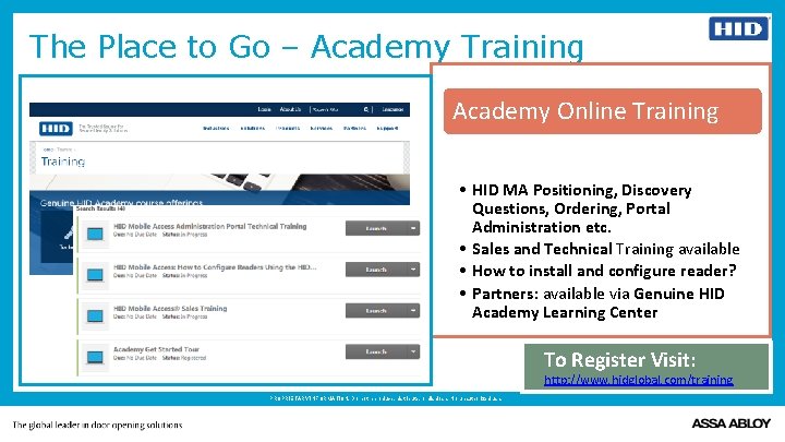 The Place to Go – Academy Training Academy Online Training • HID MA Positioning,