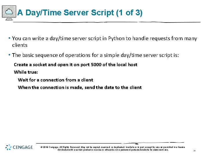 A Day/Time Server Script (1 of 3) • You can write a day/time server