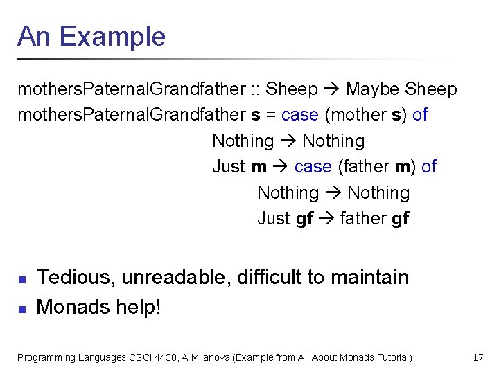 An Example mothers. Paternal. Grandfather : : Sheep Maybe Sheep mothers. Paternal. Grandfather s