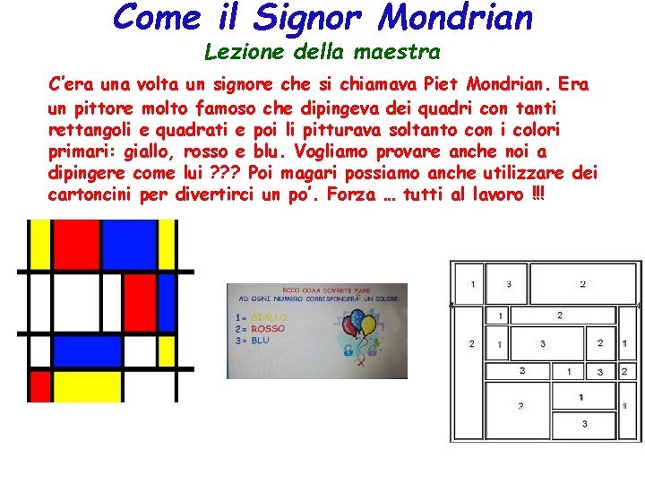 Come il Signor Mondrian Lezione della maestra C’era una volta un signore che si