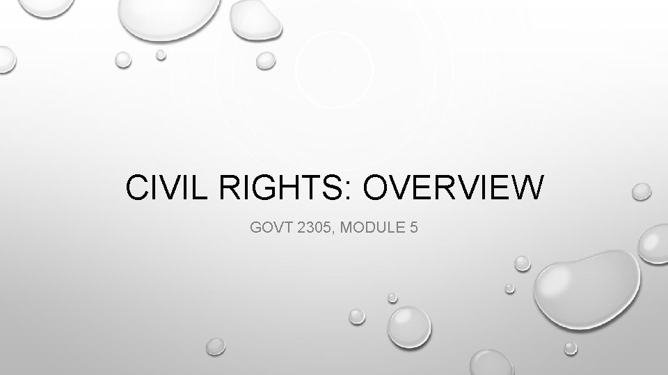 CIVIL RIGHTS: OVERVIEW GOVT 2305, MODULE 5 
