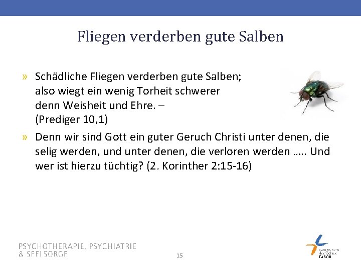 Fliegen verderben gute Salben » Schädliche Fliegen verderben gute Salben; also wiegt ein wenig