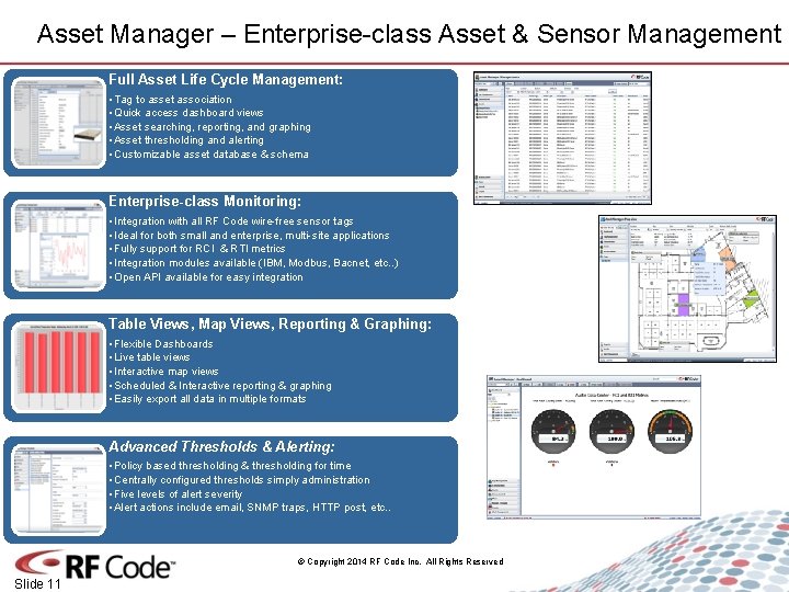 Asset Manager – Enterprise-class Asset & Sensor Management Full Asset Life Cycle Management: •