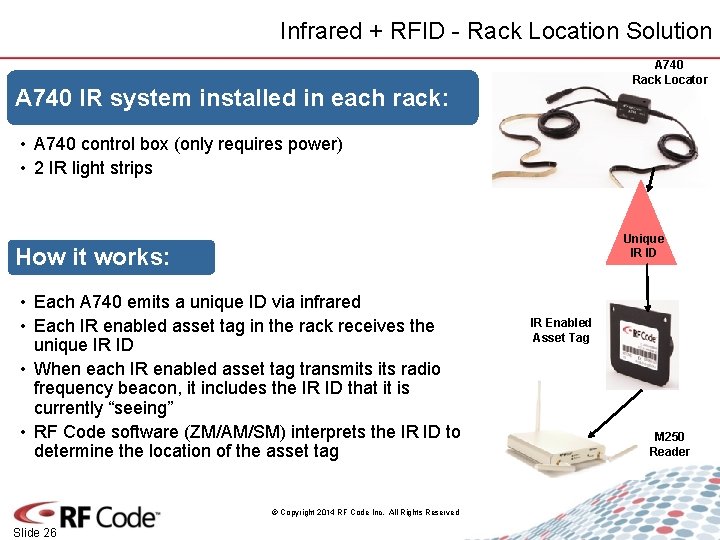 Infrared + RFID - Rack Location Solution A 740 Rack Locator A 740 IR