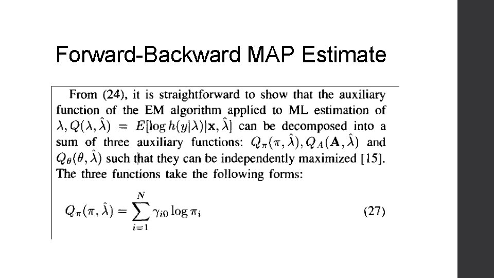 Forward-Backward MAP Estimate 