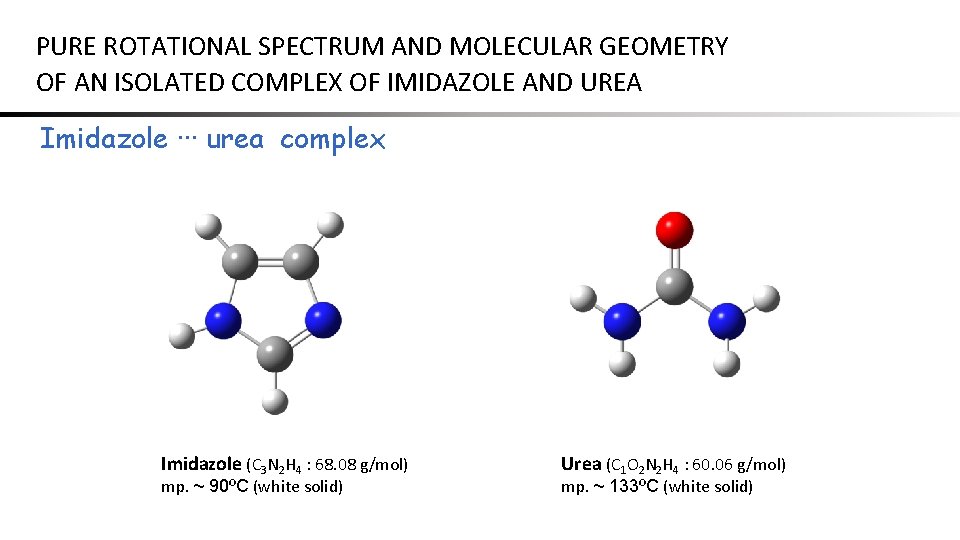 PURE ROTATIONAL SPECTRUM AND MOLECULAR GEOMETRY OF AN ISOLATED COMPLEX OF IMIDAZOLE AND UREA