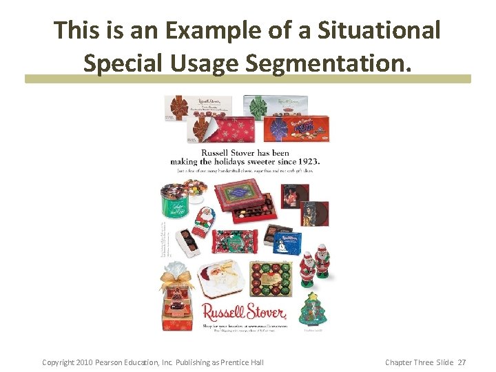 This is an Example of a Situational Special Usage Segmentation. Copyright 2010 Pearson Education,