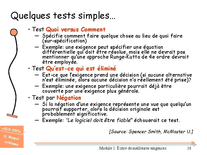 Quelques tests simples… • Test Quoi versus Comment ― Spécifie comment faire quelque chose