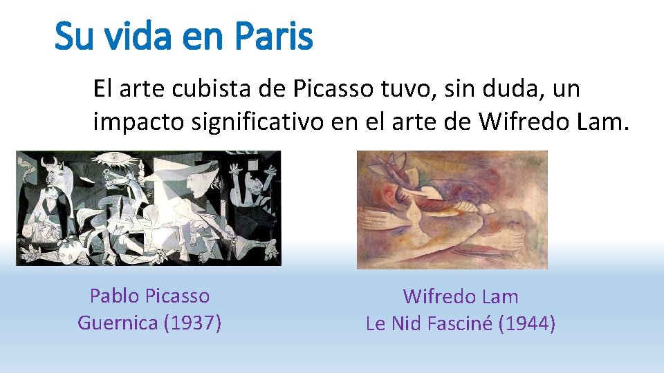 Su vida en Paris El arte cubista de Picasso tuvo, sin duda, un impacto