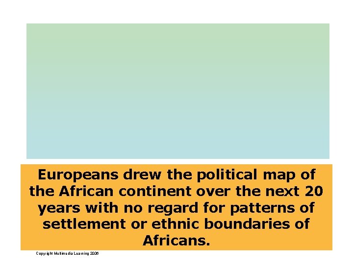 Europeans drew the political map of the African continent over the next 20 years