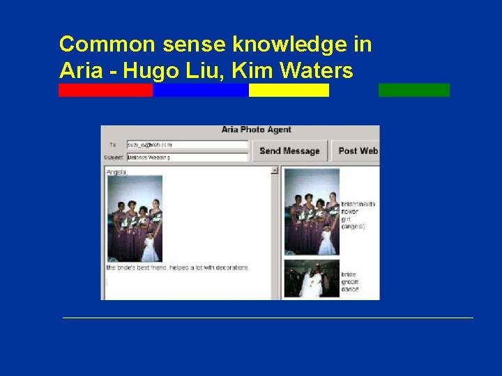Common sense knowledge in Aria - Hugo Liu, Kim Waters Common sense knowledge in Aria - Hugo Liu, Kim Waters