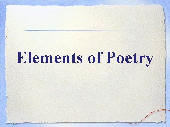 Elements of Poetry 