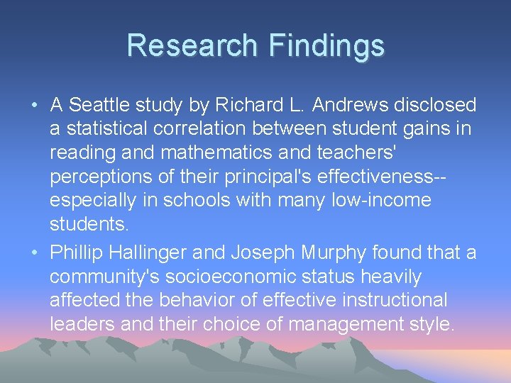 Research Findings • A Seattle study by Richard L. Andrews disclosed a statistical correlation Research Findings • A Seattle study by Richard L. Andrews disclosed a statistical correlation