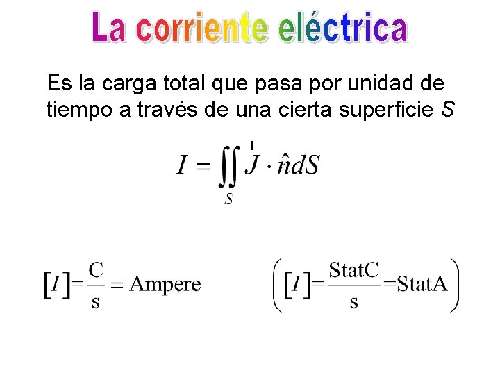 Es la carga total que pasa por unidad de tiempo a través de una