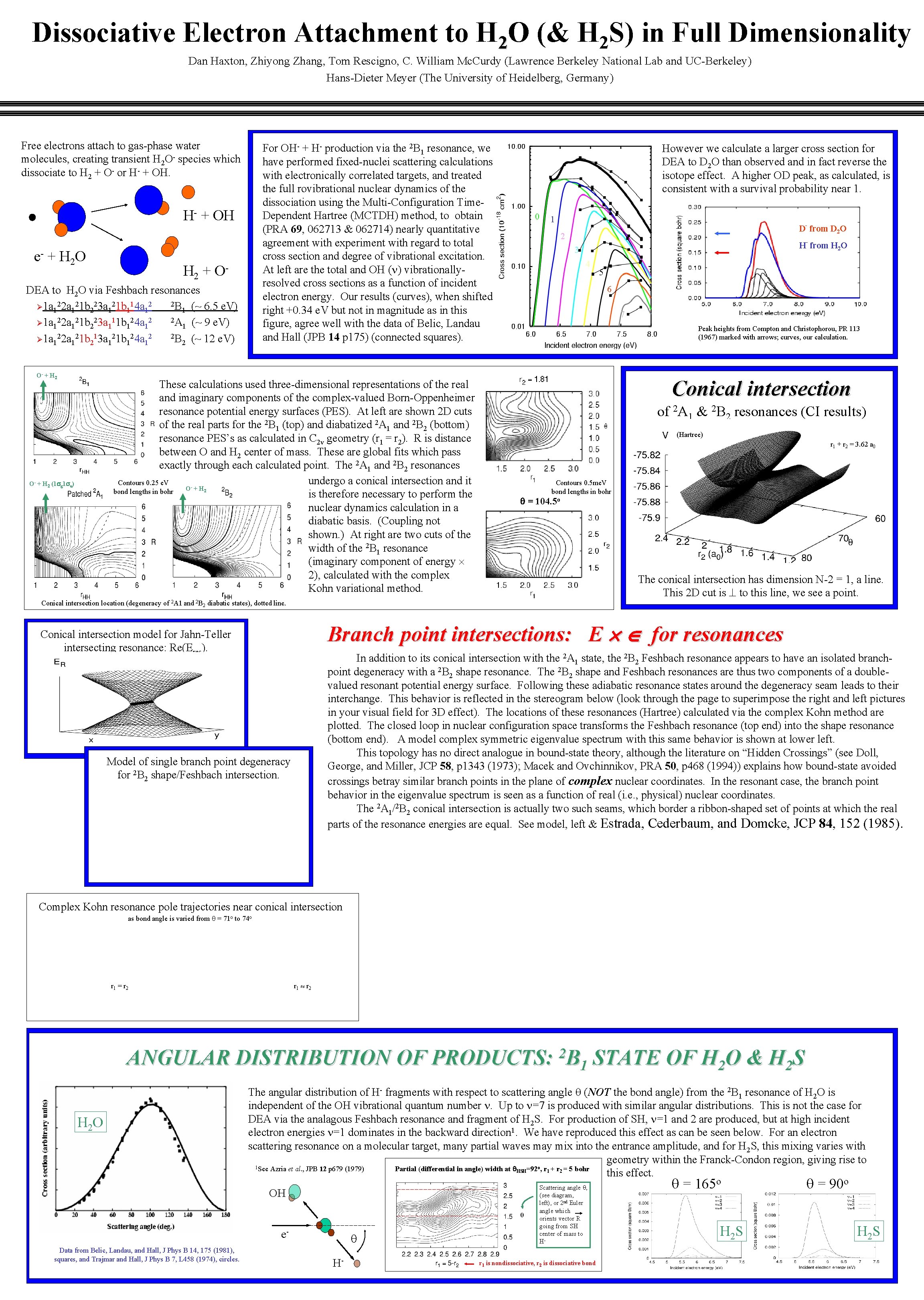 Dissociative Electron Attachment to H 2 O (& H 2 S) in Full Dimensionality Dissociative Electron Attachment to H 2 O (& H 2 S) in Full Dimensionality