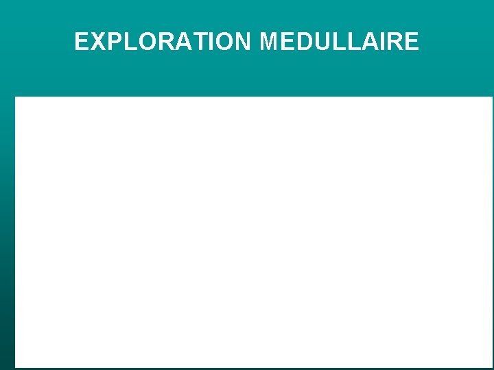 EXPLORATION MEDULLAIRE EXPLORATION MEDULLAIRE
