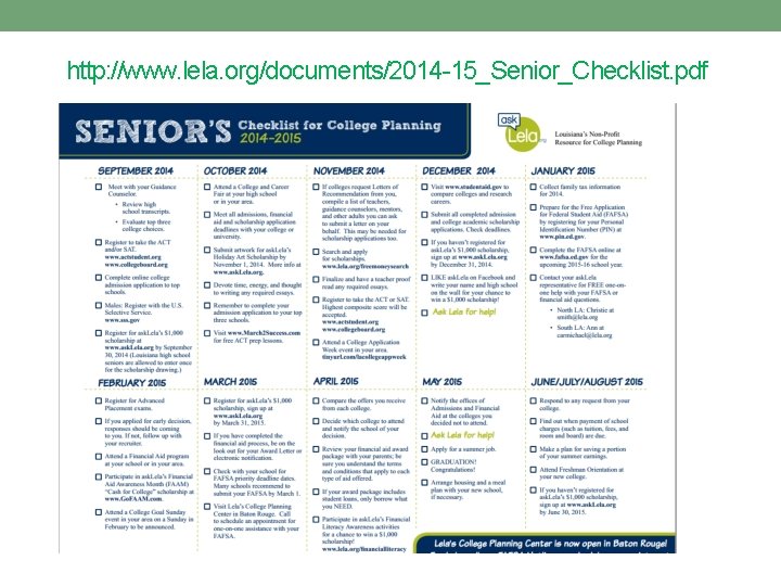 http: //www. lela. org/documents/2014 -15_Senior_Checklist. pdf 