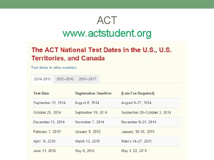 ACT www. actstudent. org 