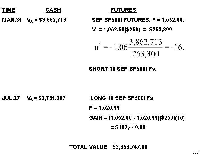 TIME CASH MAR. 31 VS = $3, 862, 713 FUTURES SEP SP 500 I