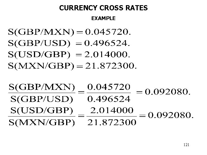 CURRENCY CROSS RATES EXAMPLE 121 