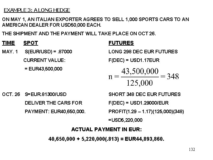 EXAMPLE 3: A LONG HEDGE ON MAY 1, AN ITALIAN EXPORTER AGREES TO SELL