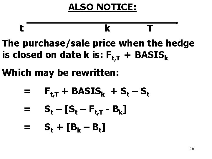 ALSO NOTICE: t k T The purchase/sale price when the hedge is closed on