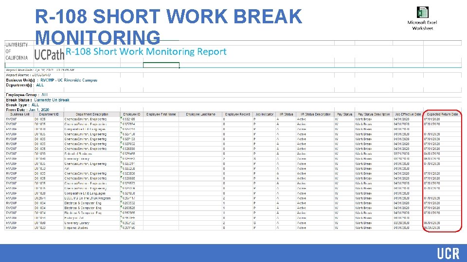 R-108 SHORT WORK BREAK MONITORING 